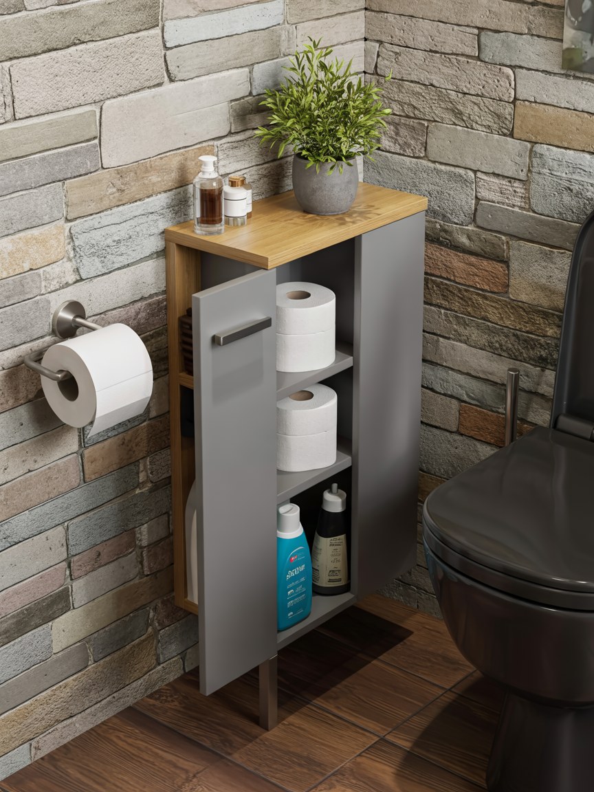 Small Bathroom Storage Cabinet Ideas with Toilet Paper Holder