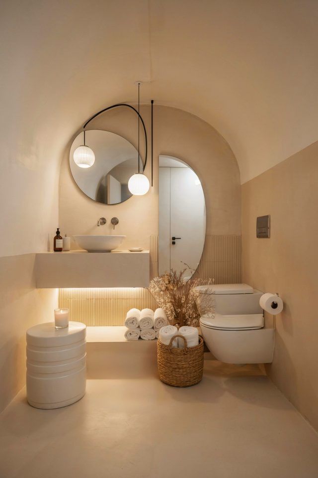 Minimalist Toilet Niche Design | Irregular Rounded Shape | Small Half Bath Ideas