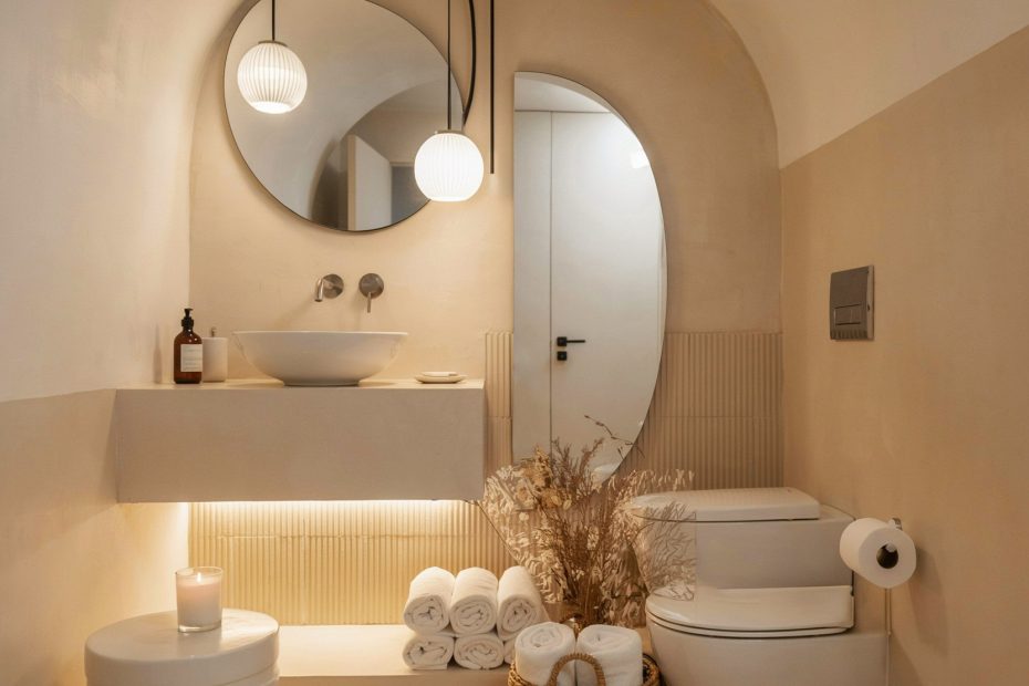 Minimalist Toilet Niche Design | Irregular Rounded Shape | Small Half Bath Ideas