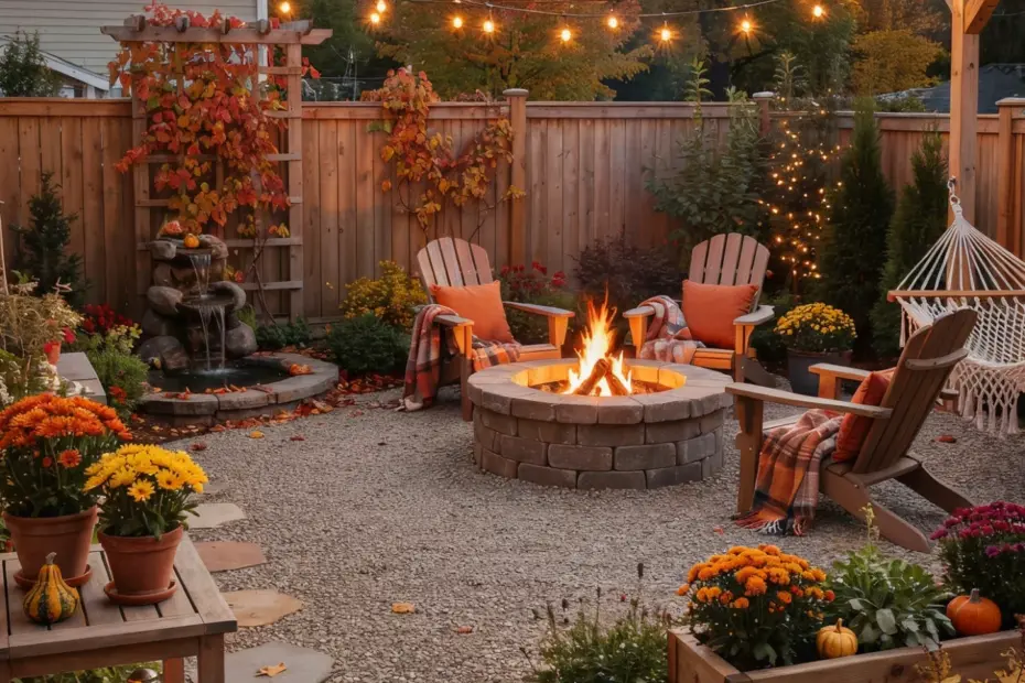 Narrow Outdoor Space Makeover: Gravel Patio, Water Feature & Privacy Fence | Small Backyard Design Ideas