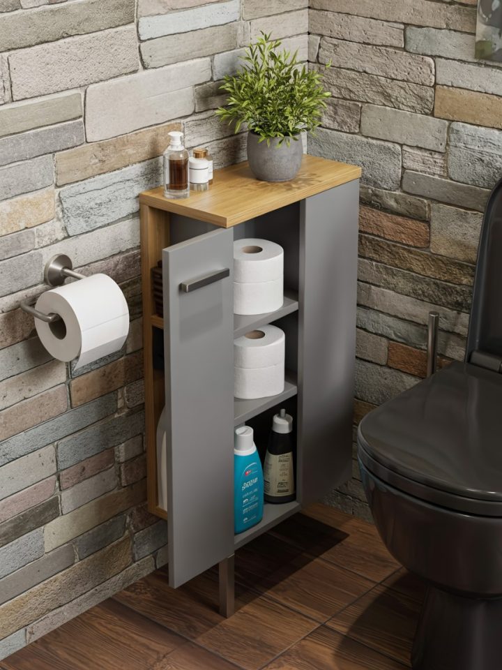 Small Bathroom Storage Cabinet Ideas with Toilet Paper Holder