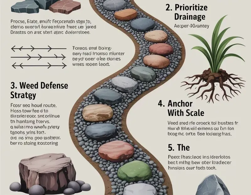Dry River Rock Garden Plan: 7-Step Infographic for a Low-Water Front Yard Makeover