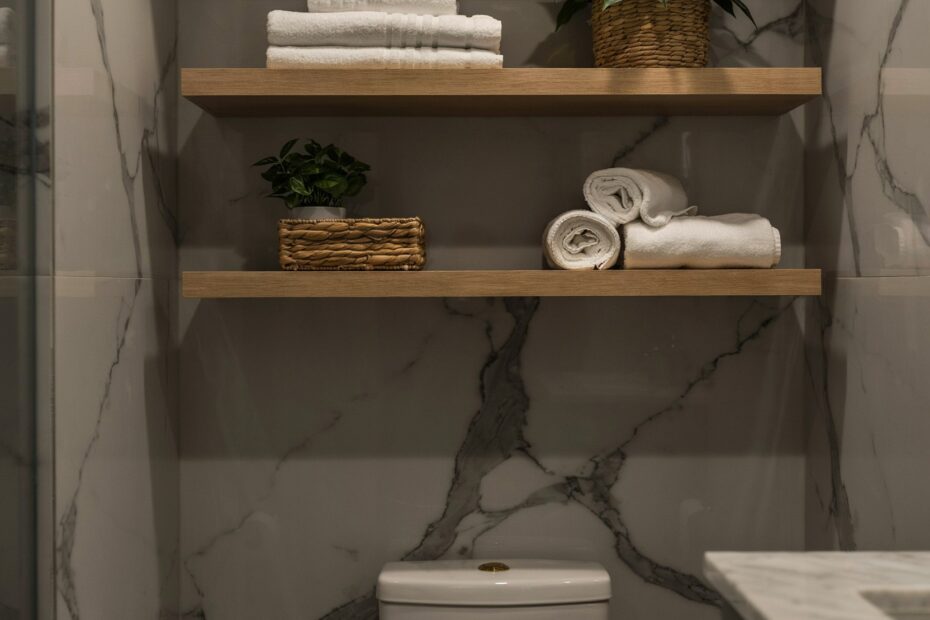 Small Half Bath Vertical Storage Ideas | Wall-Mounted Cabinets & Floating Shelves