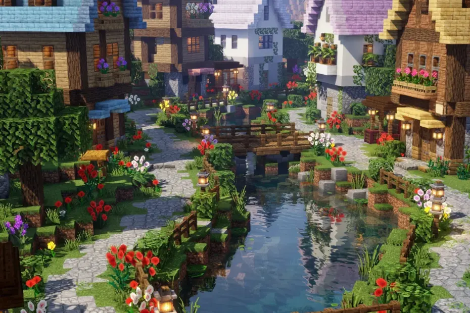 Minecraft Village Makeover Ideas with Aesthetic Streets and Garden Paths