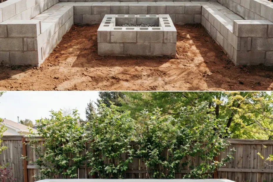 DIY Cinder Block Seating Area with Fire Pit | Budget Backyard Lounge | Weekend Project