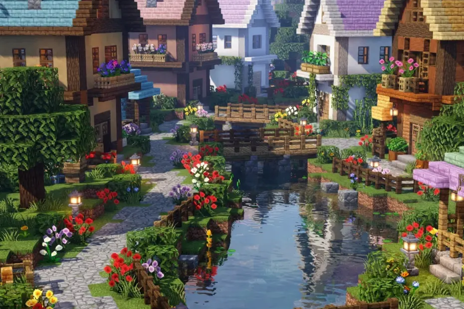 10 Minecraft Village Makeover Ideas with Aesthetic Garden Paths