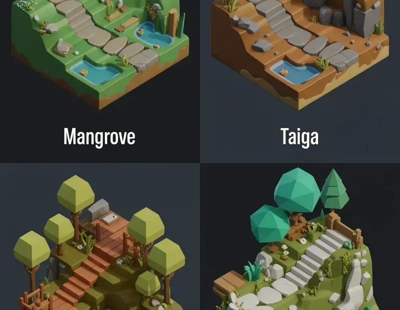 Forest Garden Path Designs from Isometric Game Maps | 4 Layouts for Spring