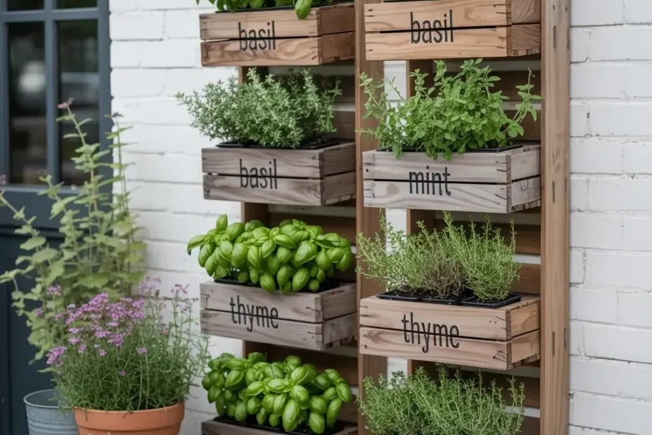 Vertical Herb Garden DIY: How I Mounted Wooden Crates on a Brick Wall
