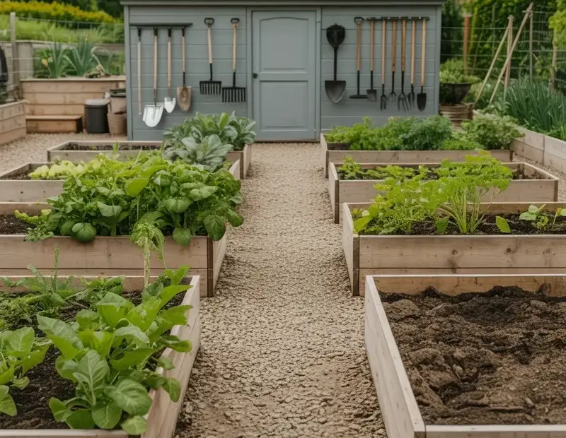 Raised Vegetable Garden Before and After | Symmetrical Beds & Gravel Path