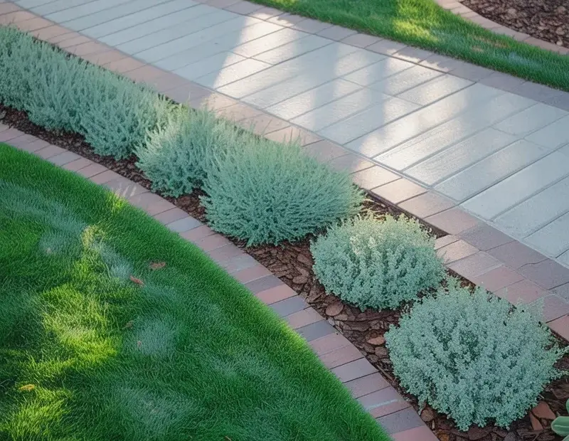 Garden Path Ideas on a Budget | Curved Concrete Walkway with Russian Sage